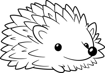 Hedgehog vector illustration. Black and white outline Hedgehog coloring book or page for children