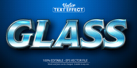 Glass text, blue gradient color style editable text effect