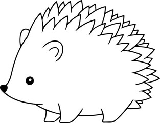 Hedgehog vector illustration. Black and white outline Hedgehog coloring book or page for children
