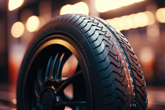 Car tire at the car service center