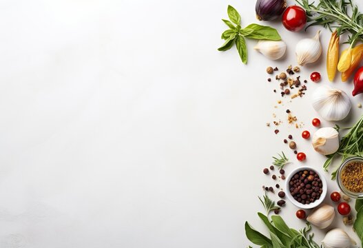 Cooking ingredient white table background