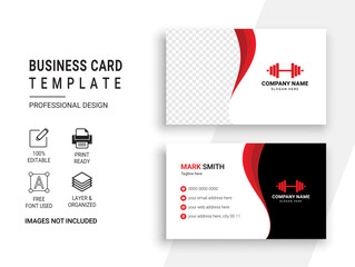 Gym and Fitness Business Card Design Template. Professional Sports Trainer vector Card