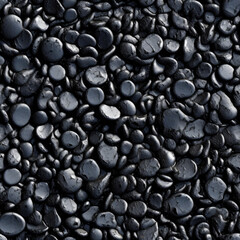 Fototapeta na wymiar Illustration of a close-up view of a repetitive texture of black rocks created with Generative AI technology