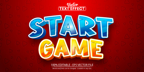 Start game text, cartoon style editable text effect