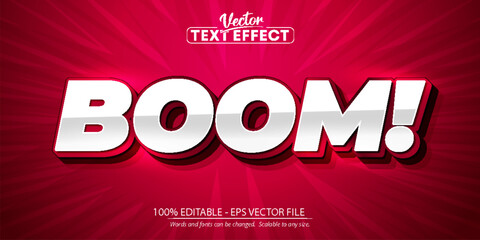 Boom text, cartoon style editable text effect - obrazy, fototapety, plakaty