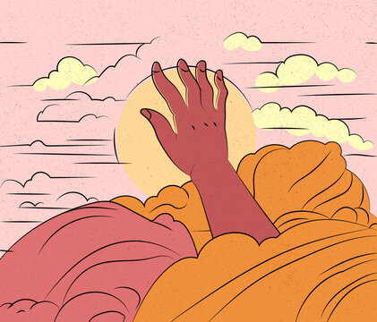 Heavenly Aspiration: Hand Reaching for the Sun