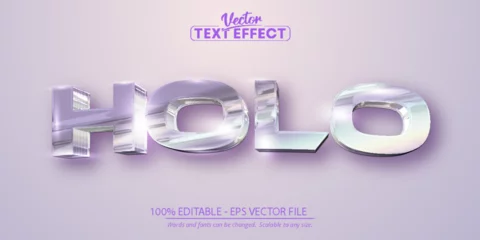  Holo text, holographic iridescent color wrinkled foil style editable text effect © Mustafa