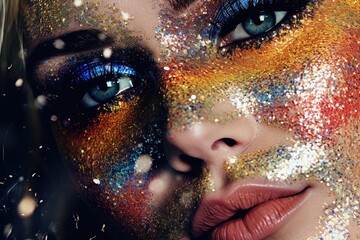 illustration of young girl with glitter make up