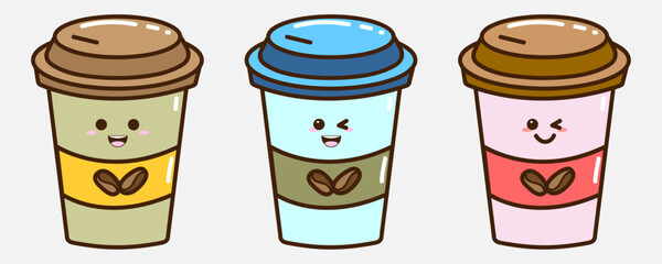 Kawaii cute coffee cups