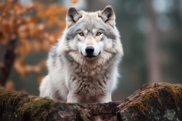 Fototapeta premium close up of a wolf in the forest
