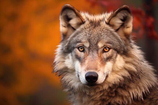 close up of a wolf in the forest