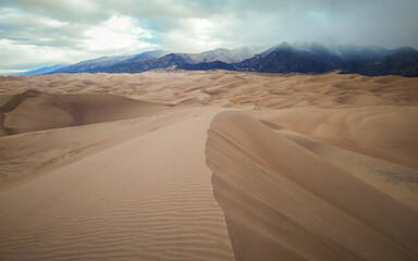Fototapeta na wymiar View from atop High Dune | Great Sand Dunes National Park and Preserve, Colorado, USA