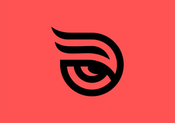 Capture attention with our minimal and unique letter D logo, adorned with an eagle eye symbol for heightened perception