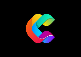 Vibrant and stylish letter C logo design, exuding creativity and capturing attention with its colorful flair