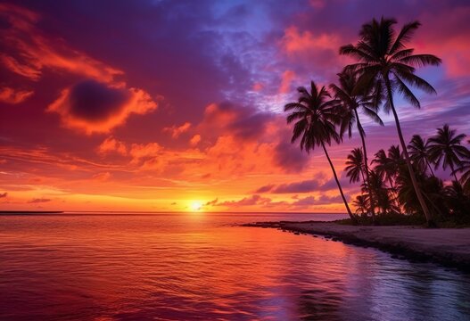 Beautiful sunset on a tropical island in the South