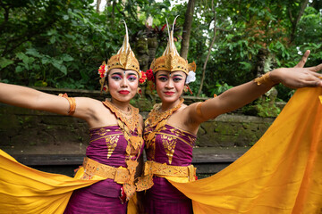 Portrait Of Traditional Bali Dancers In The Park