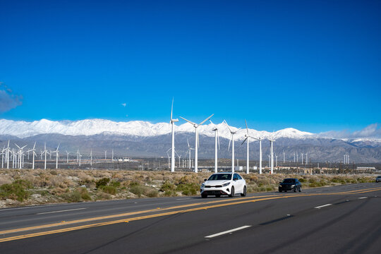 Large Wind Farm in desert of Southern California 