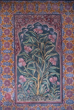 A view of beautiful tile work on Wazir Khan Mosque, Lahore 