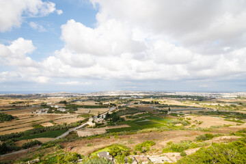 Fototapeta na wymiar Scenery seen from Mdina, Summer time, Malta