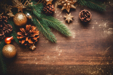 Fototapeta na wymiar tree tree snowflakes christmas card gold decoration christmas new background year holiday. Generative AI.
