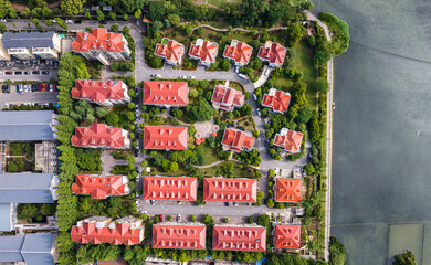 Aerial view of community roofs 