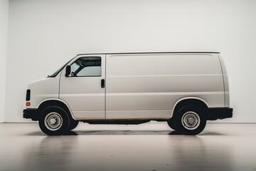A white van on a white background. Generative AI
