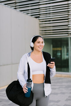 Happy sportswoman