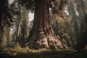 Digital adult sequoia tree. Generative AI