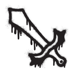 Sword icon graffiti with black spray paint   © anakcikal978
