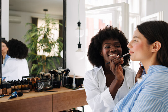 Woman in Beauty Salon Doing Makeup