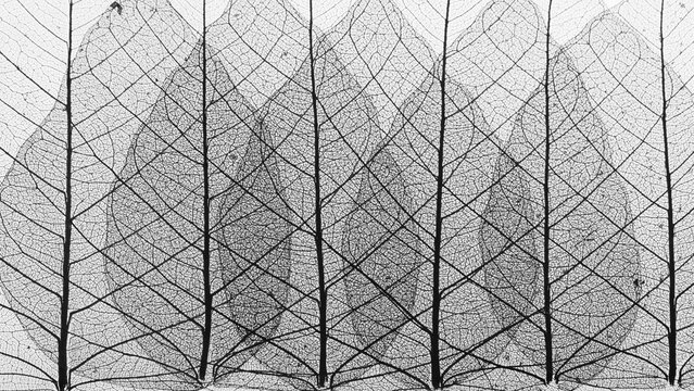 Dried leaf assorted to form a pattern.