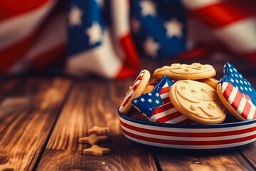 Fototapeta premium 4th July poster concept. Celebration in the USA. Generative AI