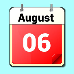 day on the calendar, vector image format, August 6