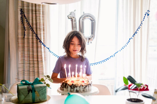 Boy celebrating his 10th birthday
