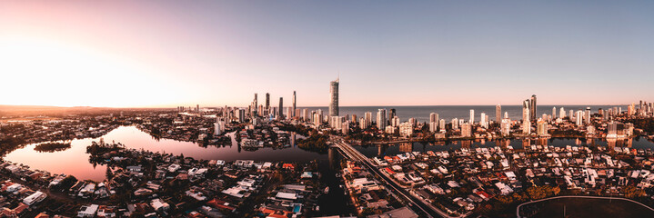 a drone perspective of skyscrapers of the Gold Coast, Australia
