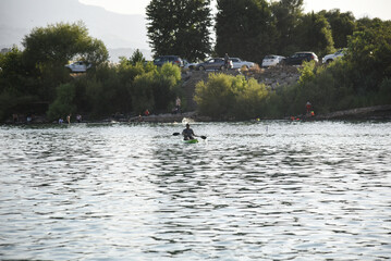 Man sailings on the kayak in the Rezan area - Kurdistan