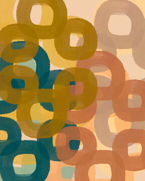 Overlapping Abstract Circles In Warm Colors