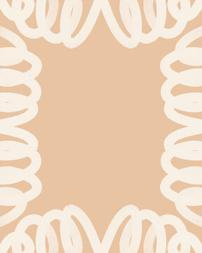 A Frame Of Off White Spirals Over A Pink Background