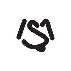 Handwrite MS letter with smile logo design vector