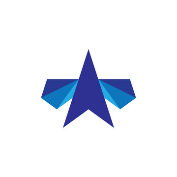 Star with wing logo design vector