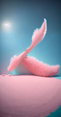 Minimalistic background of soft pink feathers, 3d rendering, wallpaper, background for products.