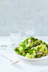 Salad of green vegetables and red onion. Healthy lifestyle diet