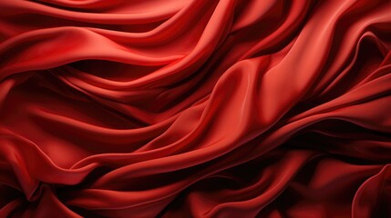 Red textile with folds background. Ai generated. luxury red silk or satin texture. Crumpled red fabric
