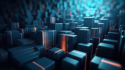Obraz premium Digital data background. Abstract 3D art can be used in the description of network abilities, technological processes, digital storages, science, education, etc.