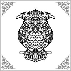 cute owl zentangle arts. isolated on white background