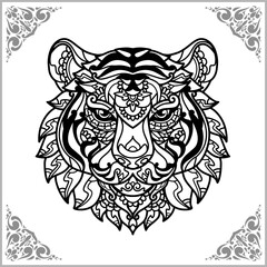 Tiger zentangle arts isolated on white background