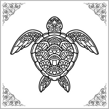 sea turtle zentangle arts. isolated on white background