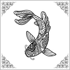catfish zentangle arts. isolated on white background.