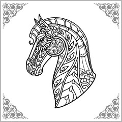Horse head zentangle arts isolated on white background