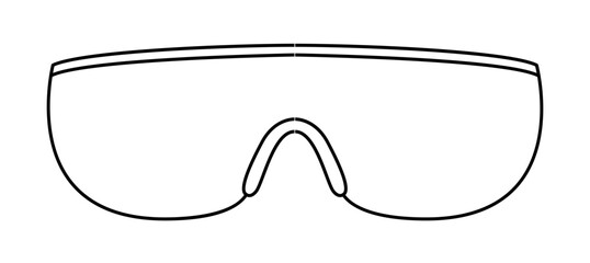 Safety Spectacles frame glasses fashion accessory illustration. Sunglass front view for Men, women, unisex silhouette style, flat rim spectacles eyeglasses, lens sketch style outline isolated on white